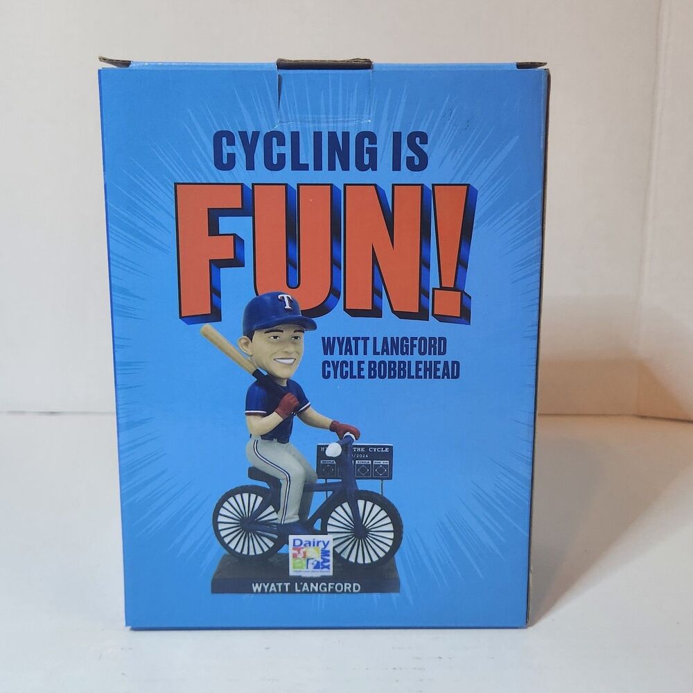 Wyatt Langford Cycle Bobblehead Texas Rangers SGA Cycling Is Fun NIB